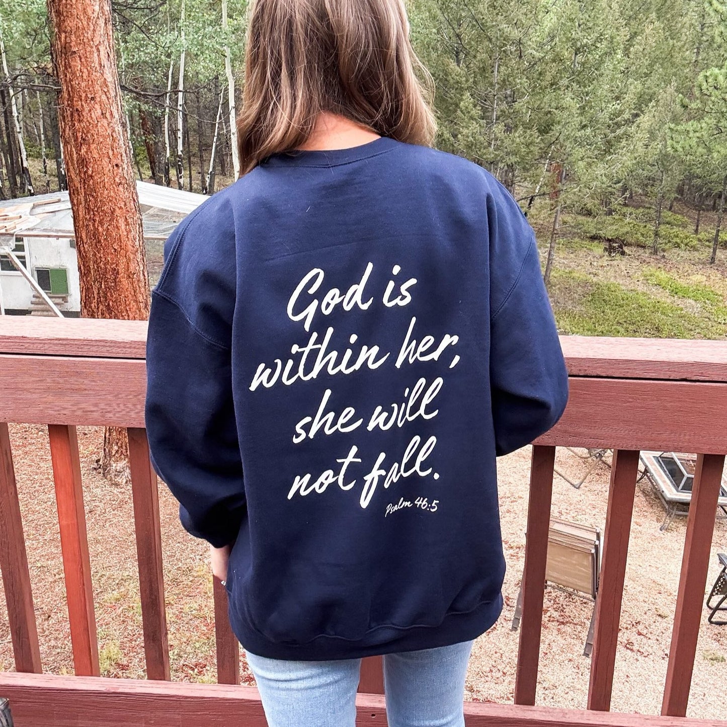 God is Within Her, She Will Not Fall Sweatigan