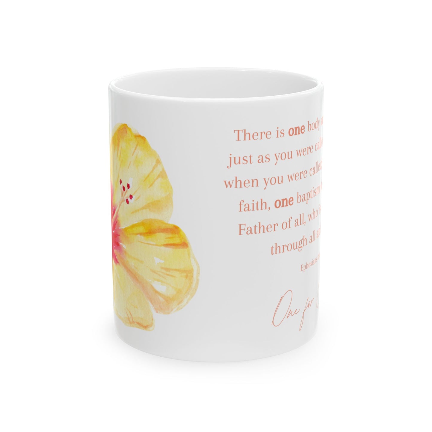 Floral Hibiscus and Ephesians 4:4-6 Coffee Mug